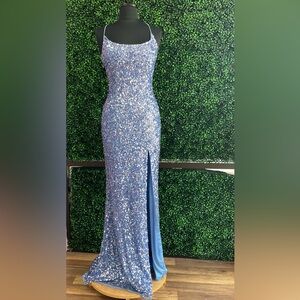 Primavera Couture Sparkling Blue Prom Dress